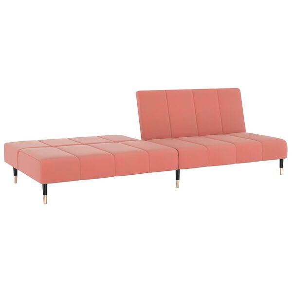 vidaXL Dvivietė sofa-lova, rožinės spalvos, aksomas