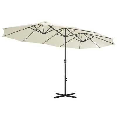 vidaXL Lauko skėtis su aliuminio stulpu, smėlio sp., 460x270 cm