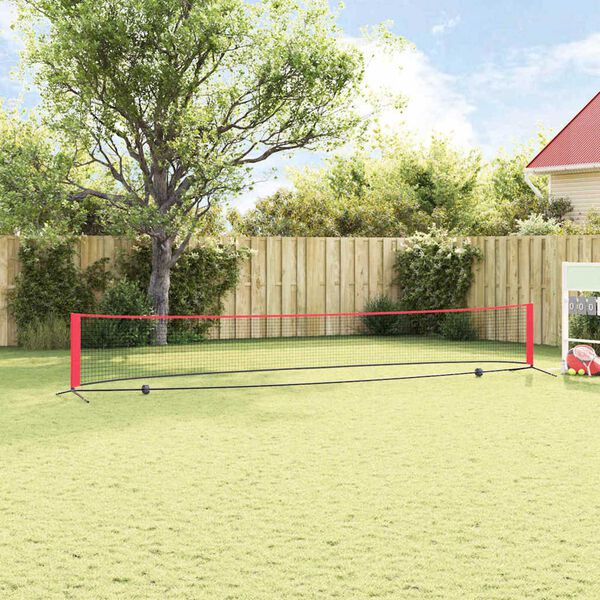 vidaXL Teniso tinklas Juoda ir raudona 595 x 90,5 x 87 cm Poliesteris