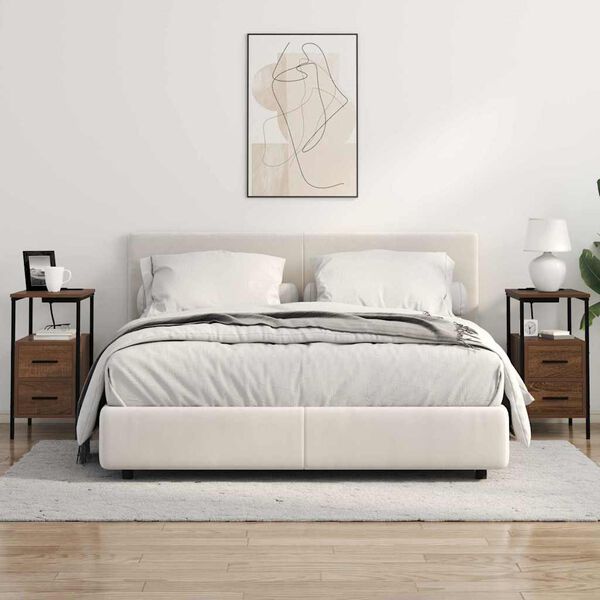 vidaXL &Scaron;alia lovos spintelė su stalčių Rudas ąžuolas 30 x 48 x 61 cm