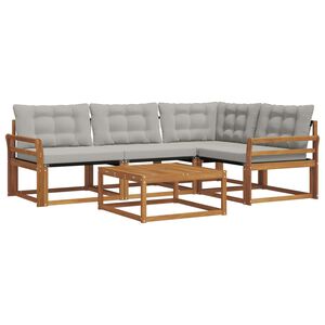 vidaXL Lauko sofos komplektas 5 pcs Natūrali ir &scaron;viesiai pilka