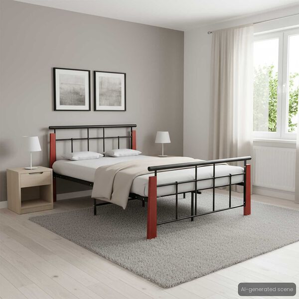 vidaXL Lovos rėmas, 120x200cm, metalas ir ąžuolo medienos masyvas