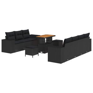 vidaXL Sodo Sofų Rinkinys 10 vnt. 9 vietos Juoda