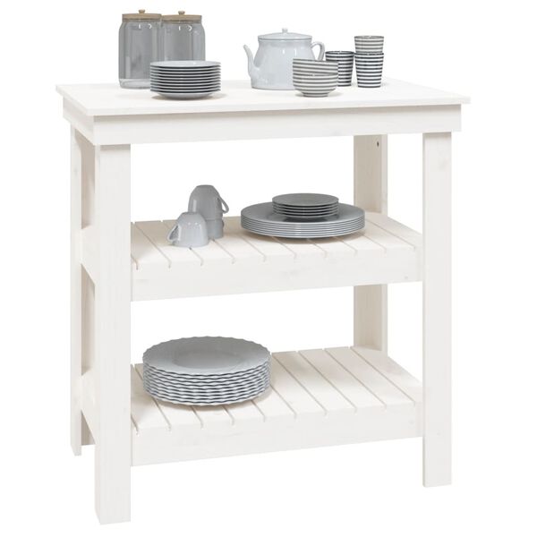 vidaXL Darbastalis, baltas, 78,5x50x80cm, pušies medienos masyvas