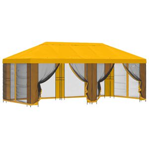 vidaXL Sodo pavėsinė su &scaron;oninėmis sienelėmis 6 x 3 m Geltona