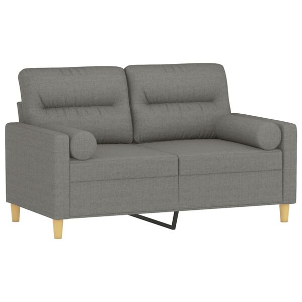 vidaXL Dvivietė sofa su pagalvėmis, tamsiai pilka, 120cm, audinys