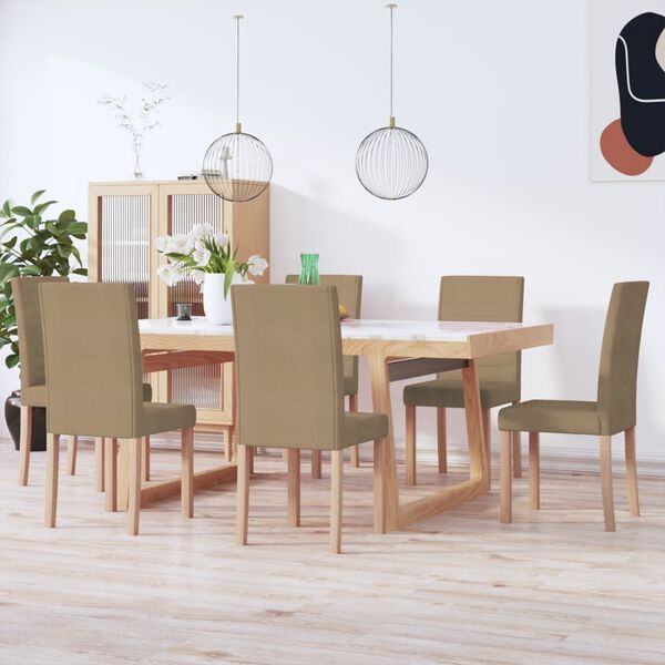 vidaXL Valgomojo kėdės, 6vnt., taupe spalvos, audinys