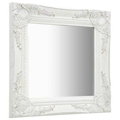 vidaXL Sieninis veidrodis, baltas, 40x40cm, barokinis stilius