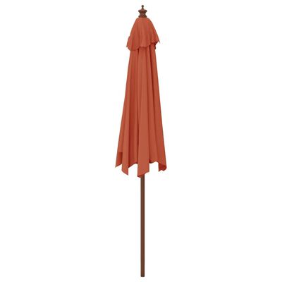 vidaXL Sodo skėtis su mediniu stulpu, terakota spalvos, 299x240cm