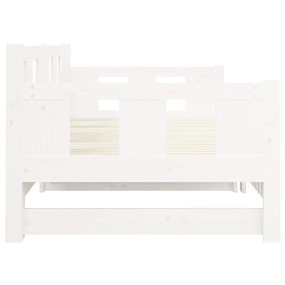 vidaXL Ištraukiama lova, balta, 2x(80x200)cm, pušies medienos masyvas