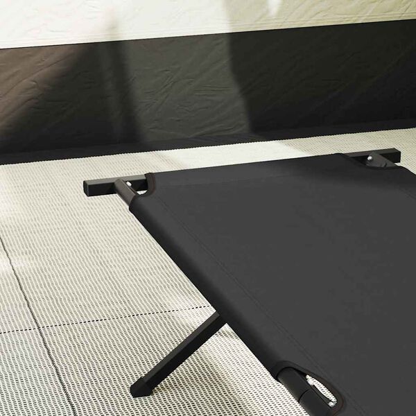 vidaXL Sulankstoma Kempingo Lova Juoda Oksfordo audinys