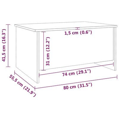vidaXL Kavos staliukas, dūminio ąžuolo, 80x55,5x41,5cm, mediena