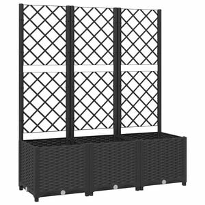 vidaXL Sodo vazonas su grotelėmis, juodas, 120x40x136 cm, PP