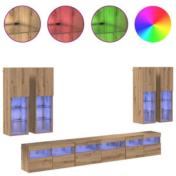vidaXL TV sieninio kabineto komplektas 7 pcs Amatininkų ąžuolas