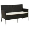 vidaXL Trivietė sodo sofa su pagalvėlėmis, juodos spalvos, poliratanas