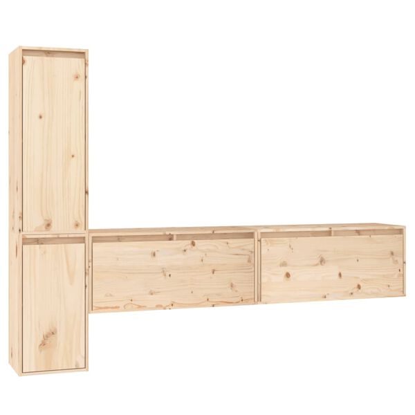 vidaXL Televizoriaus spintelės, 4vnt., pušies medienos masyvas