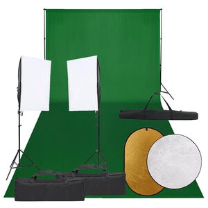 vidaXL Fotostudijos rinkinys su &scaron;viestuvais, fonu ir reflektoriumi