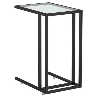 vidaXL Šoninis kompiuterio staliukas, skaidrus, 50x35x65cm, stiklas