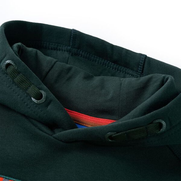 Vaiki&scaron;kas sportinis megztinis su gobtuvu, tamsiai žalias, 140 dydžio