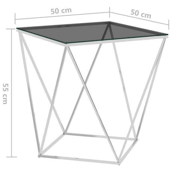 vidaXL Kavos staliukas, sidabrinis ir juodas, 50x50x55cm, plienas