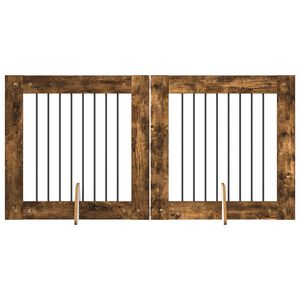 vidaXL &Scaron;unų vartai su stovais 2 pcs Dūminio ąžuolo 80 x 80 cm