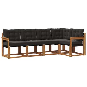 vidaXL Lauko sofos komplektas 5 vnt. Natūrali ir juoda
