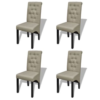 vidaXL Valgomojo kėdės, 4 vnt., smėlio spalvos, audinys