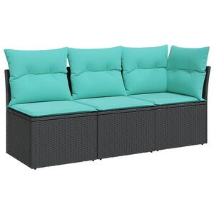 vidaXL Sodo sofa su pagalve Juoda 172 x 62 x 69 cm Poli ratanas