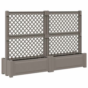 vidaXL Didelis vazonas su treliu 2 pcs Pilka 200 x 43 x 133,5 cm PP