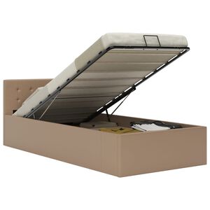 vidaXL Lovos rėmas su daiktadėže, kapučino, 90x200cm, dirbtinė oda