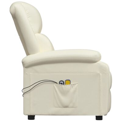 vidaXL Elektrinis masažinis krėslas, baltos spalvos, dirbtinė oda