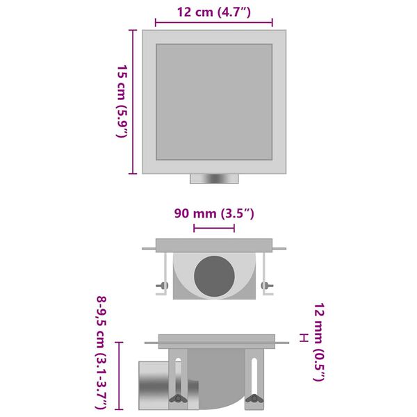 vidaXL Du&scaron;o latakas su 2-1 dangteliu, 15x15cm, nerūdijantis plienas