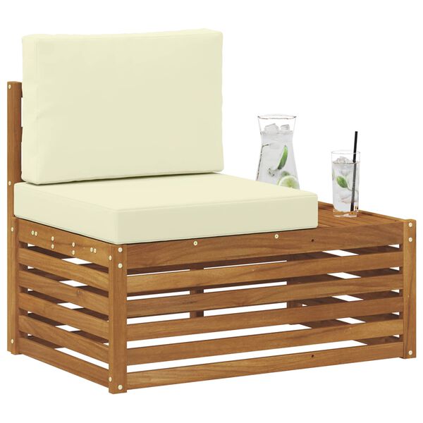 vidaXL Lauko galinė sofa su pagalve Natūrali 91 x 63 x 73 cm