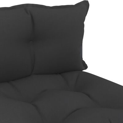 vidaXL Vidurinė sodo sofa iš palečių su juodomis pagalvėmis, mediena