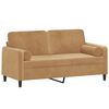 vidaXL Dvivietė sofa su pagalvėlėmis, rudos spalvos, 140cm, aksomas