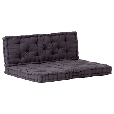 vidaXL Grindų/paletės pagalvėlės, 2vnt., juodos spalvos, medvilnė