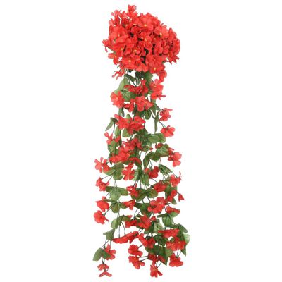 vidaXL Dirbtinių gėlių girliandos, 3vnt., raudonos spalvos, 85cm