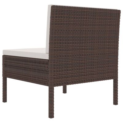 vidaXL Sodo kėdės su pagalvėlėmis, 3vnt., rudos spalvos, poliratanas