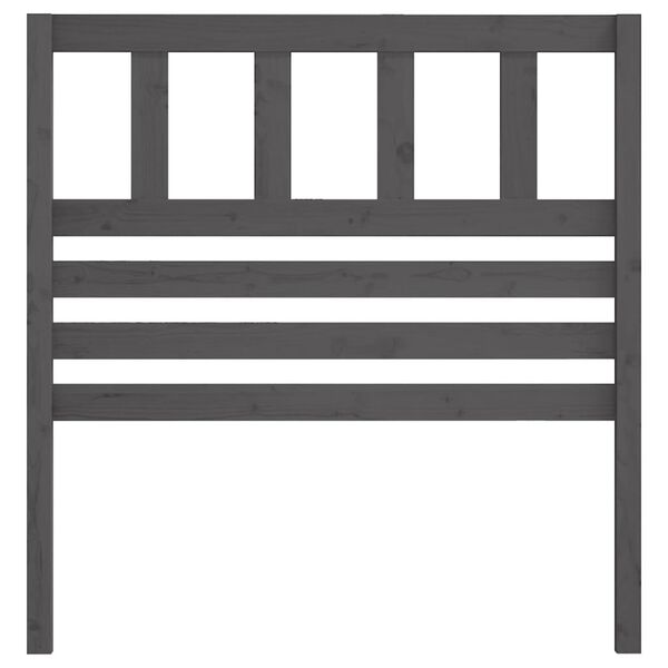 vidaXL Lovos galvūgalis, pilkas, 106x4x100cm, pu&scaron;ies medienos masyvas