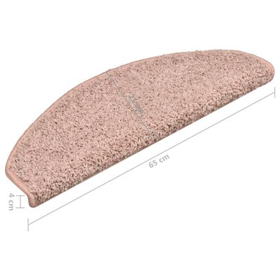 vidaXL Laiptų kilimėliai, 15vnt., šviesiai rožinės spalvos, 65x21x4cm