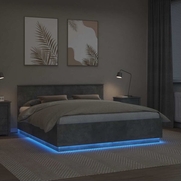 vidaXL Lovos rėmas Betono pilka 200 x 200 cm Apdirbta mediena