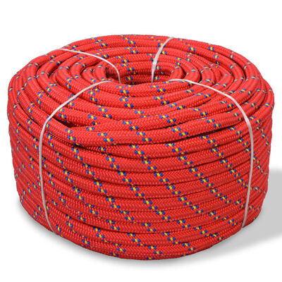 vidaXL Jūrinė virvė, polipropilenas, 12mm, 50m, raudona