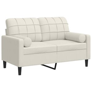 vidaXL Dvivietė sofa su pagalvėlėmis, kreminės spalvos, 120cm, aksomas