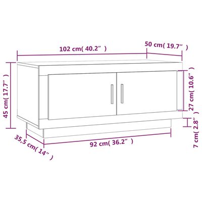 vidaXL Kavos staliukas, baltas, 102x50x45cm, apdirbta mediena, blizgus