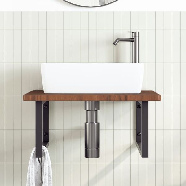 vidaXL Lentyna praustuvui, plienas ir ąžuolo medienos masyvas