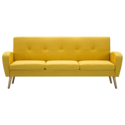 vidaXL Trivietė sofa, audinys, geltona