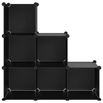 vidaXL Lentyna su 6 kubo formos skyriais, juodos spalvos, PP