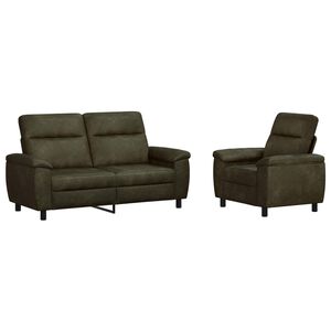 vidaXL Sofos komplektas 2 pcs Armijos Žalia Dirbtinė suedė oda