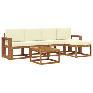 vidaXL Lauko sofos komplektas su pagalve 6 pcs Natūralus ir grietinėlė
