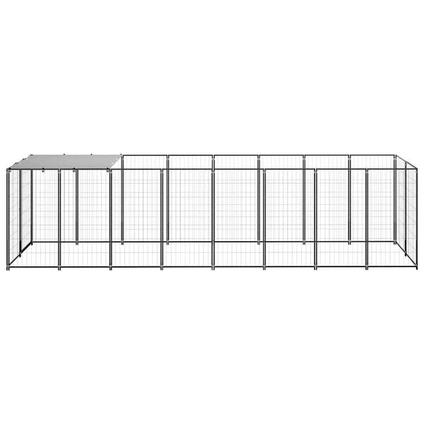 vidaXL Voljeras šunims, juodos spalvos, 4,84 m², plienas